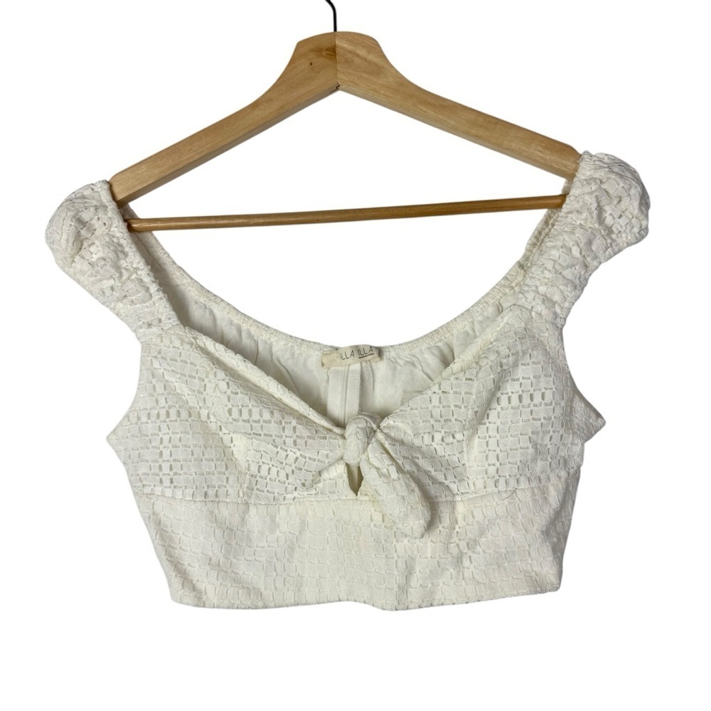 Boutique Illa Illa Cream Off White Eyelet Crop Top‎ S